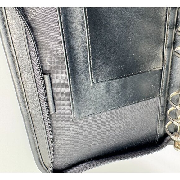 Franklin Covey Black Vegan Leather Zippered Binder Compact Sz Organizer 6 Rings - Picture 8 of 13
